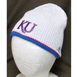 K575KU -KU Jayhawks stocking cap knit white w blue inside