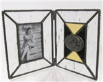 GIA11 - IA Hawkeye Stained Glass folding Photo Frame 2x3in