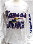 489WJKU-M - KS Jayhawks L/S shirt white 10/12