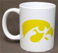 COL-IOW-1128 - IA Hawkeyes mug white w yellow 11oz