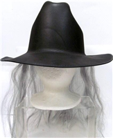 HR73075 - Cowboy Hat black w long gray hair
