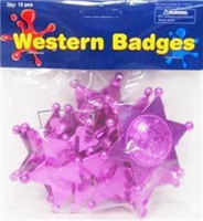 141363 - Badges Pink Western 12pc cs pk 48
