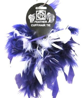 ACC1RE/W - Feather cuffs/hair tie chandelle regal purple/wht