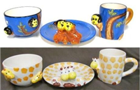 D542-3 - Breakfast set ZooBuds bowl,plate,mug asst