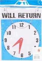 S70814 -Sign Clock "Will Return"