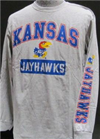 409WYKU-M - KS Jayhawks L/S shirt grey med