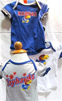 418TDKU-36 -KS Jayhawks onsies 3pk 3/6mo