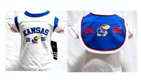 41CU5KU-36 -KS Jayhawks onsie,bib & bootie set 3/6mo