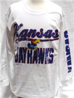 489WJKU-S - KS Jayhawks L/S shirt white S8